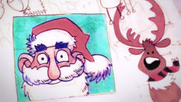 Disegno di studio per Babbo Natale, video d'animazione